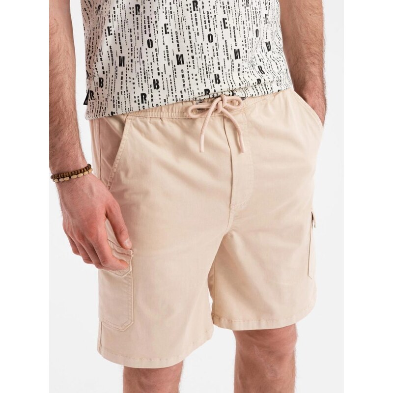 Ombre Clothing Jedinečné béžové šortky s kapsami V3 SRCG-0190