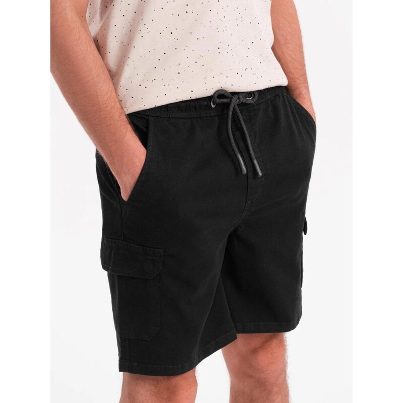 Ombre Clothing Jedinečné černé šortky s kapsami V4 SRCG-0190