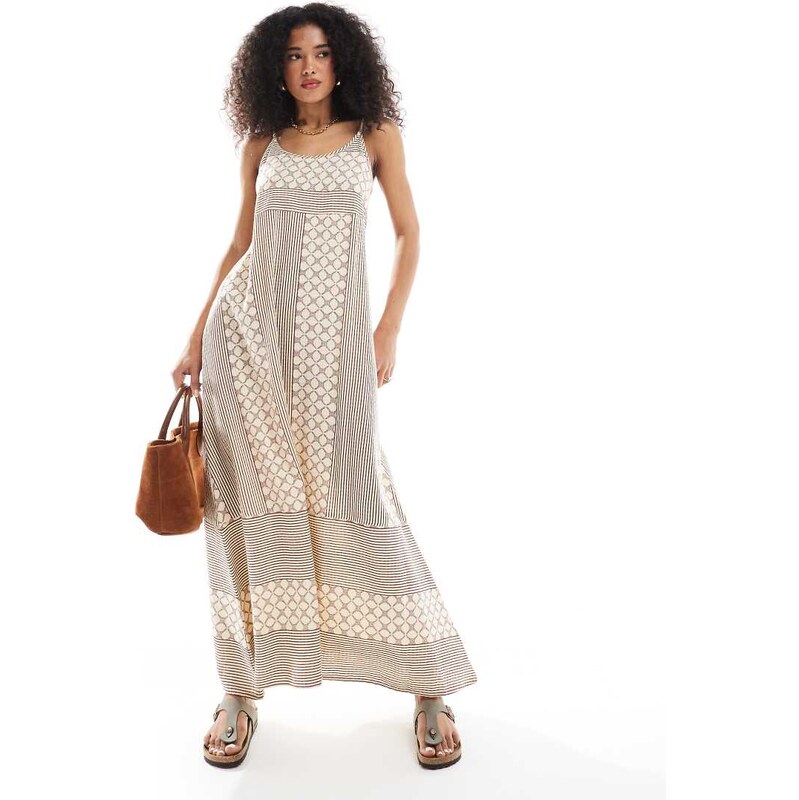 Native Youth embroidered cami midaxi dress in beige-Neutral 106186597