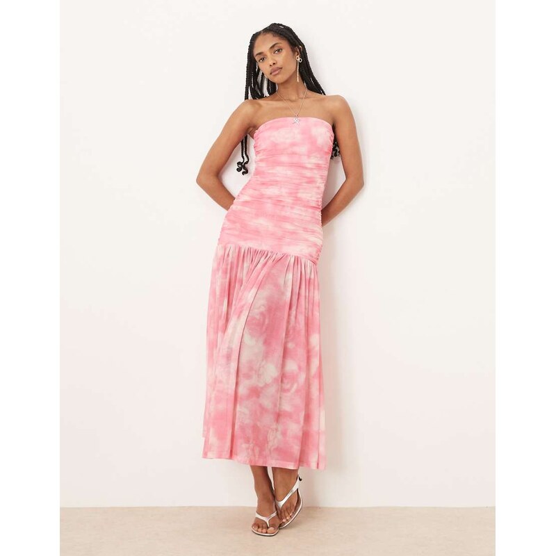 Bardot Solana printed mesh maxi dress in pink floral