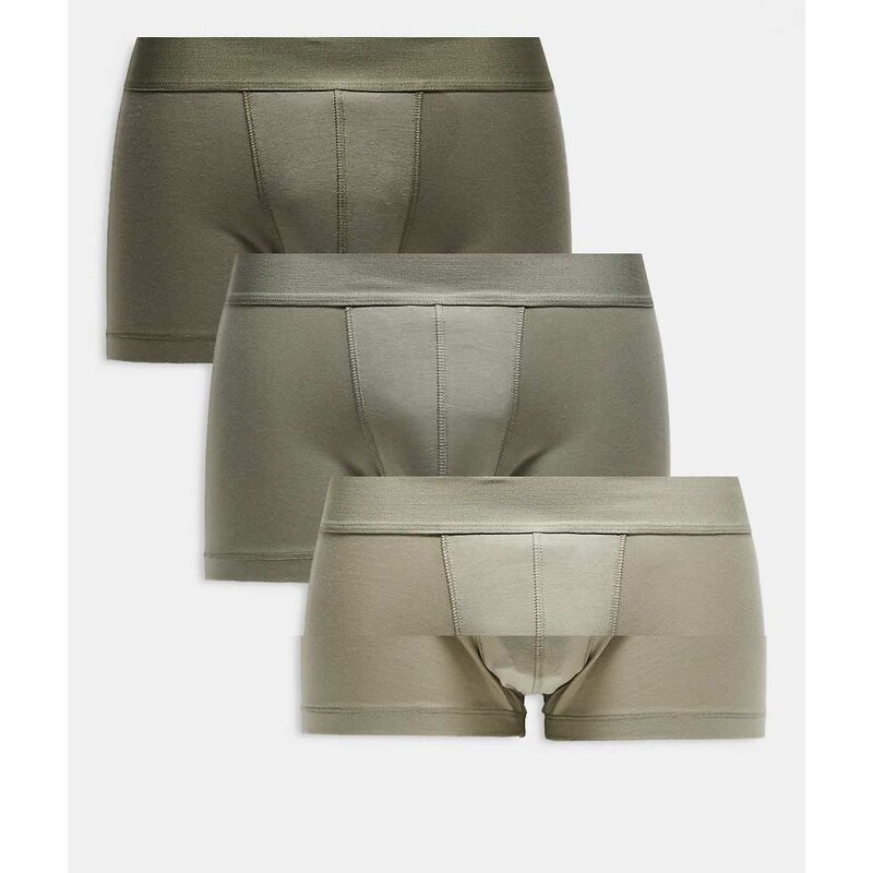 ASOS DESIGN 3 pack hipster trunks in khaki - KHAKI-Green 106195875