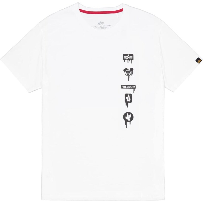 ALPHA INDUSTRIES Tričko Freedom černá / bílá