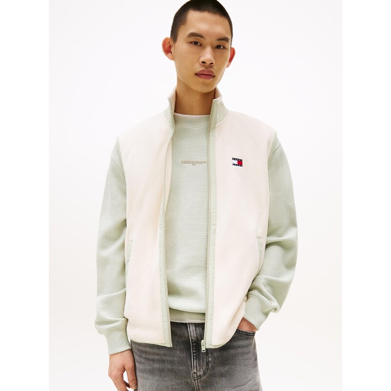Tommy Jeans Vesta světle béžová / pastelově zelená