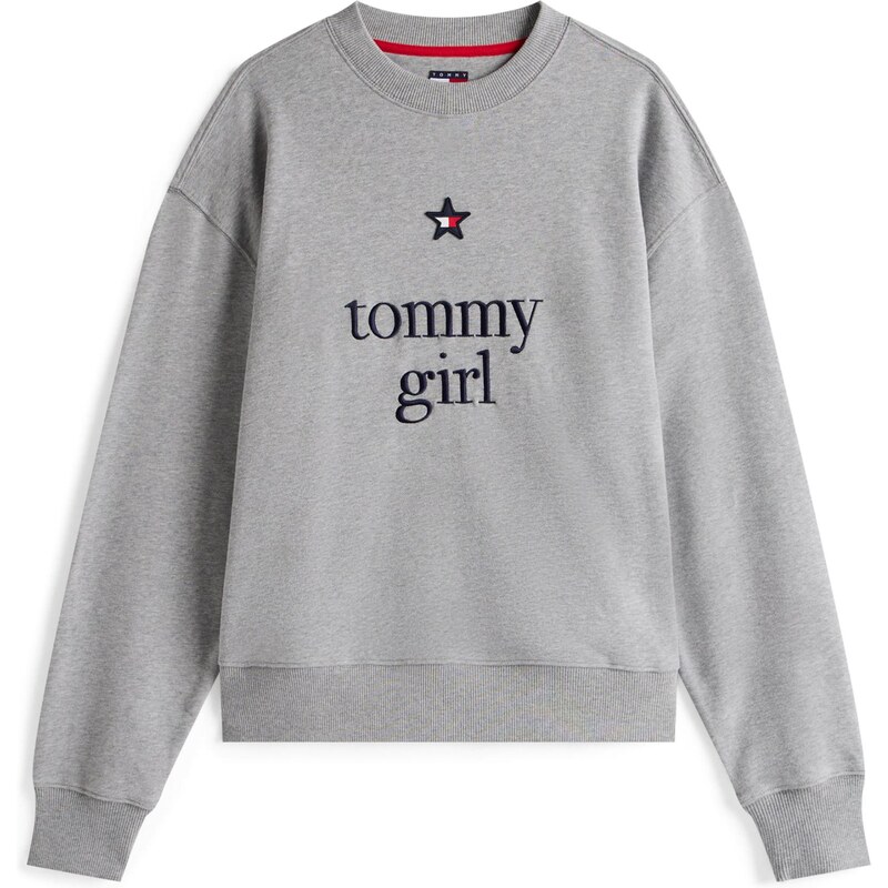 Tommy Jeans Mikina marine modrá / šedý melír / červená / bílá