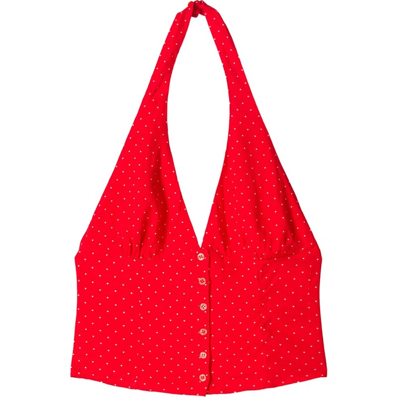 Bershka Top červená / bílá