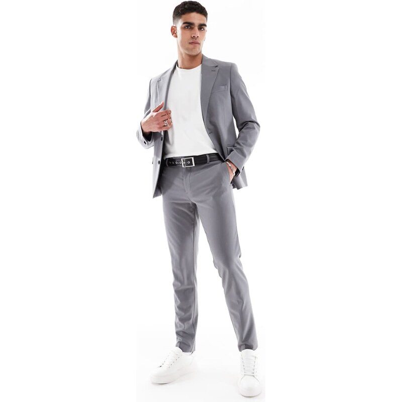 ASOS DESIGN four way stretch skinny suit trousers in charcoal