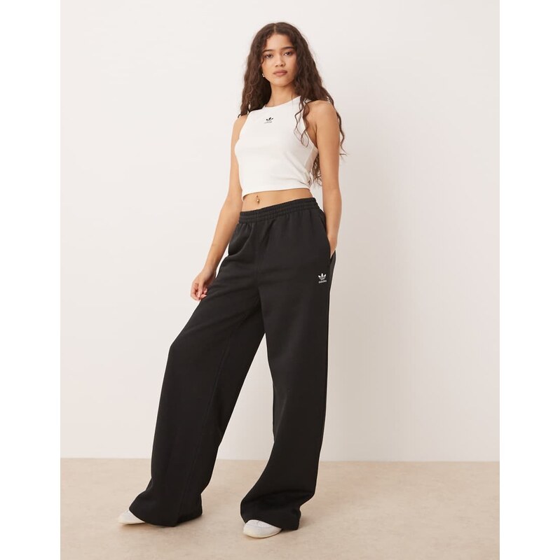 adidas Originals Essentials wide leg pant fleece in black