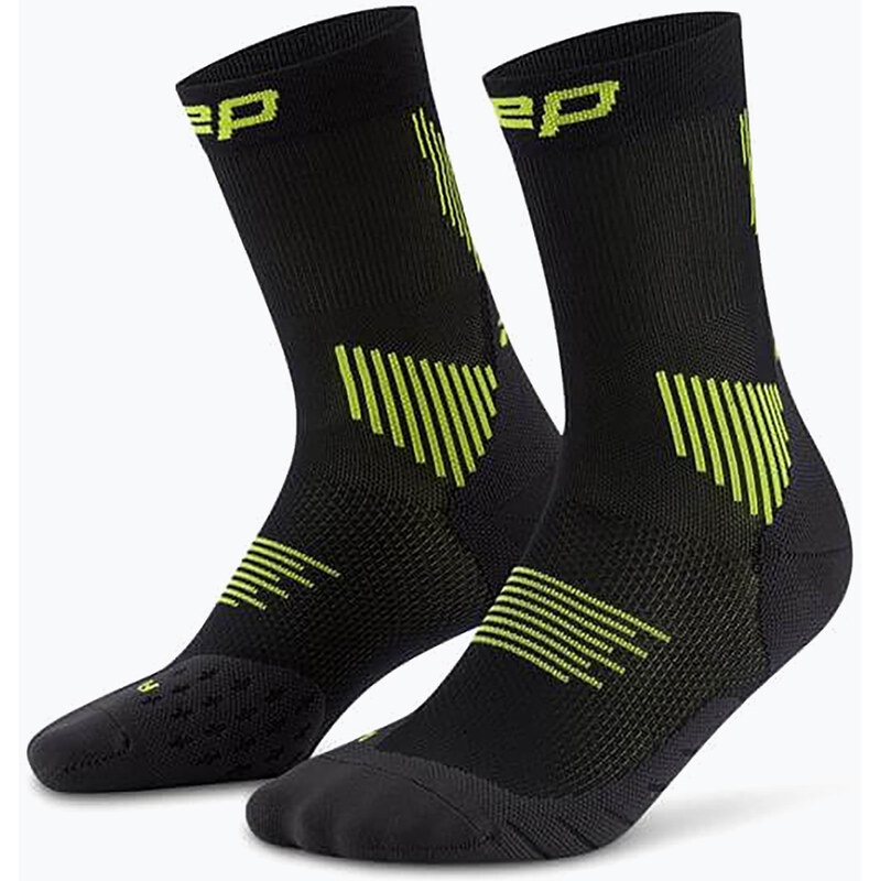 Dámské kompresní ponožky CEP Run Mid Cut 5.0 black/lime
