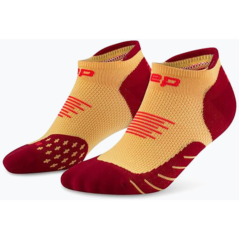 Pánské kompresní ponožky CEP Run No Show 5.0 marigold/burgundy