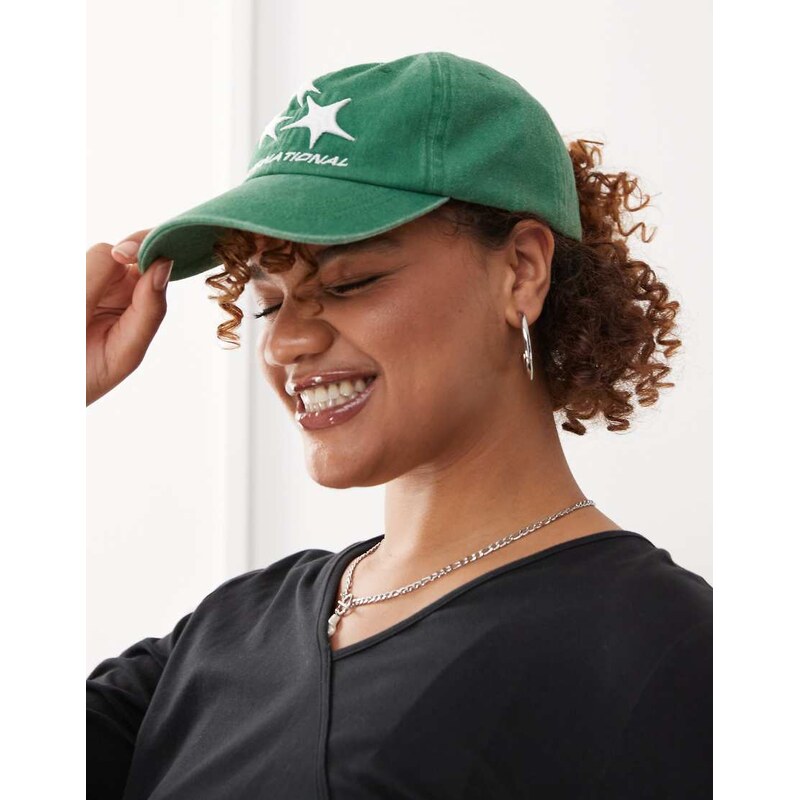 COLLUSION sporty star embroidery cap in green 106355633