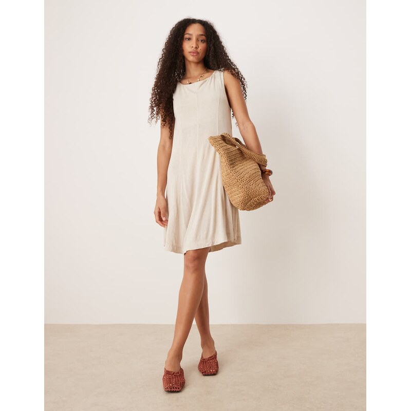 ASOS DESIGN linen look sleeveless tennis mini dress is cream
