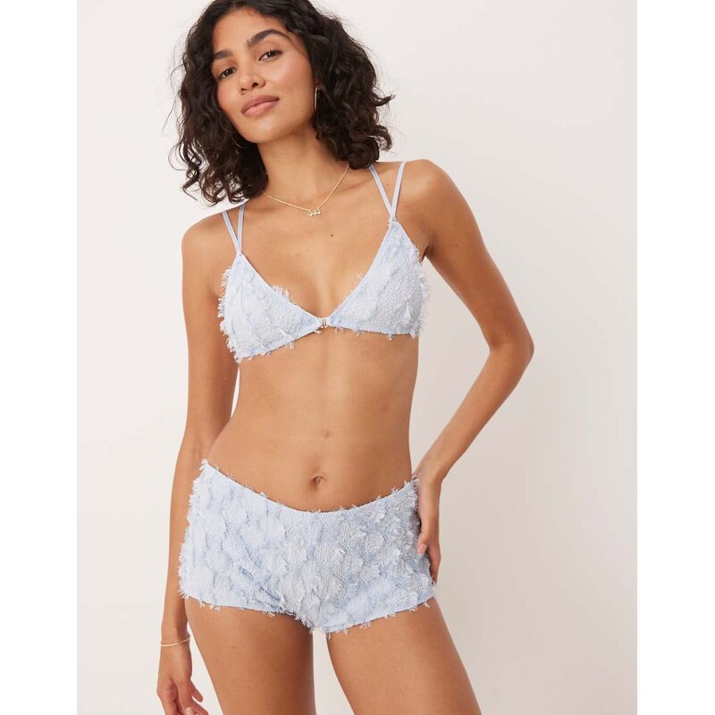 ASOS DESIGN Skylar textured short in baby blue 113261183