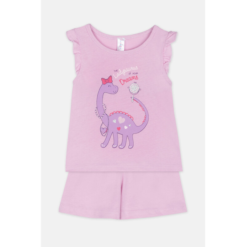 JOYCE Dívčí bavlněné pyžamo LADYSAURUS/Růžová, modrá, fialová