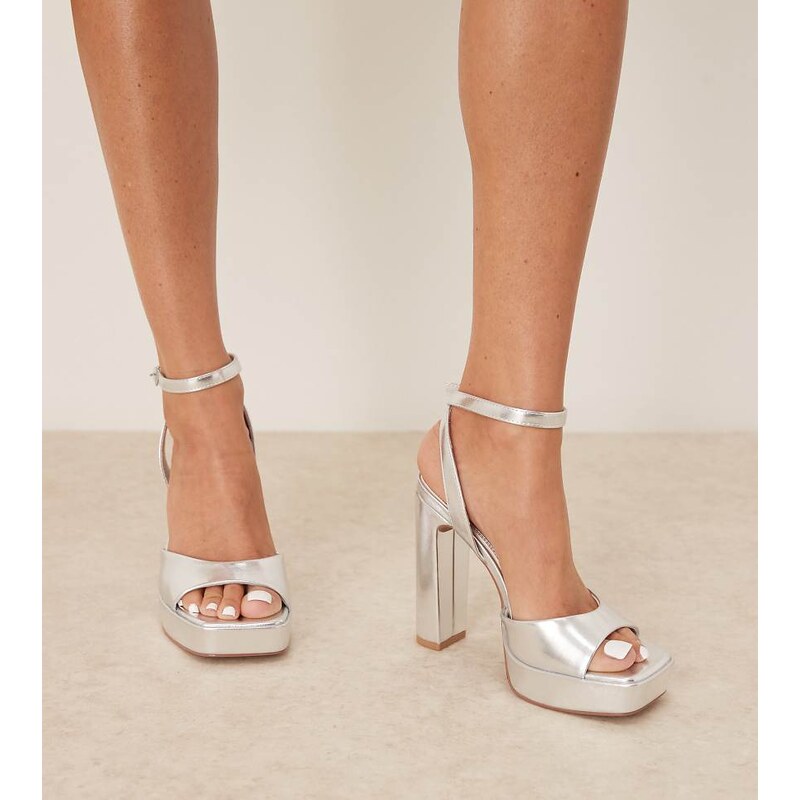 ASOS DESIGN Wide Fit Naples platform barely there block heeled sandals 115511122
