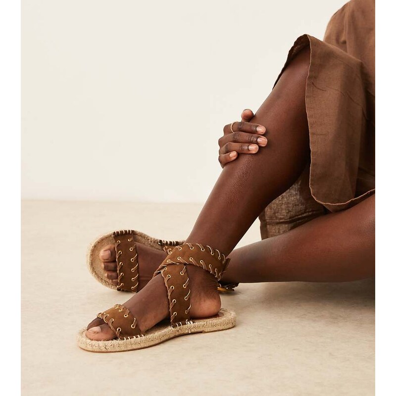 ASOS DESIGN Wide Fit Jazzy whipstitch espadrille sandals in