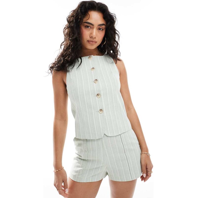 Miss Selfridge co-ord tailored button through waistcoat in green 106410096