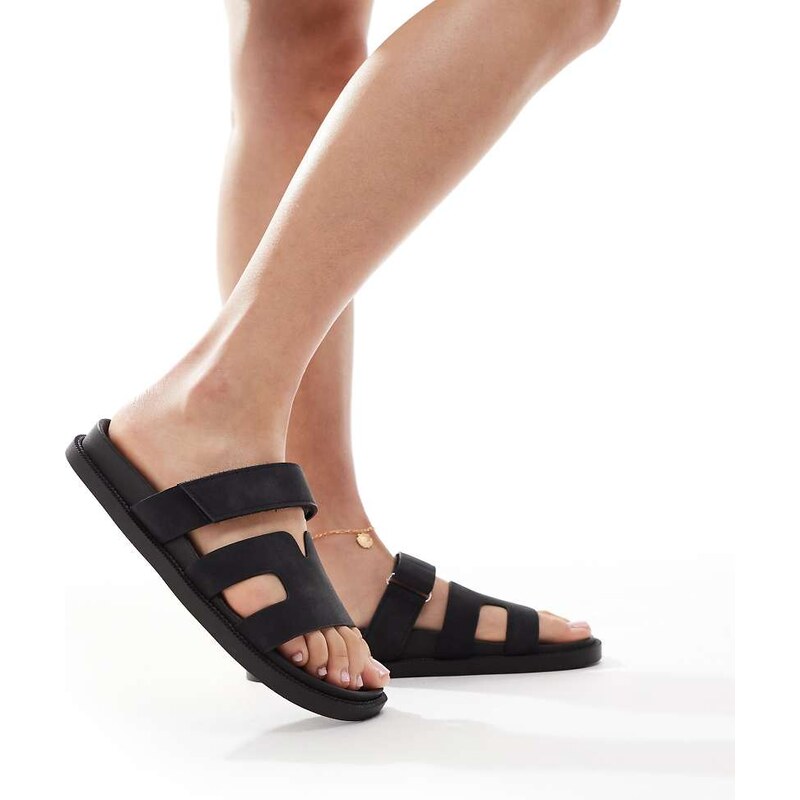 SEQWL Wide Fit SEQWL Kidman Wide Fit sandals with straps in faux