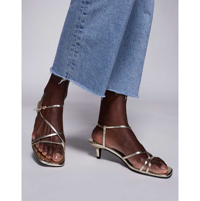 Public Desire Glint strappy barely there sandals in metallic