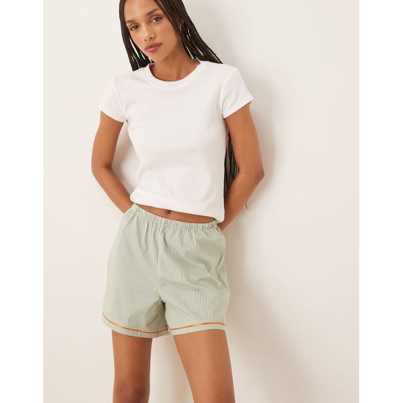 Urban Threads Mix & Match woven boxer shorts in Green stripe 106225780
