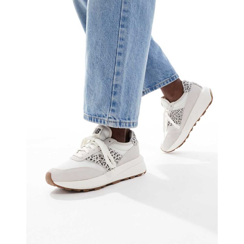 New Balance 370 trainers in off white and leopard