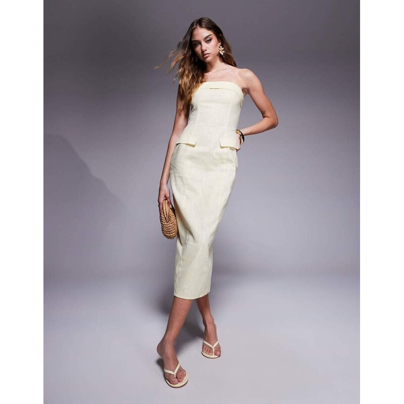 Kaiia exclusive linen look tailored fold over bandeau pocket