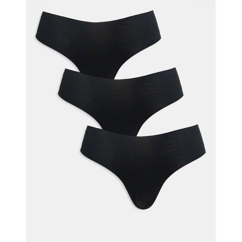 ASOS DESIGN 3 pack no vpl & lace brazilian brief in black 106253297