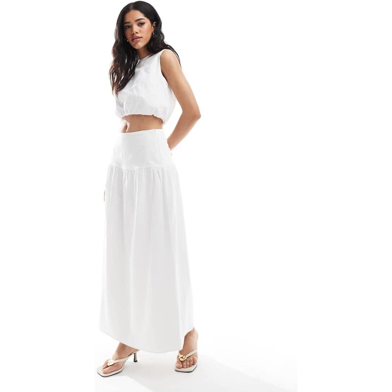4th & Reckless poplin dropped waist maxi skirt co-ord in white 109523592