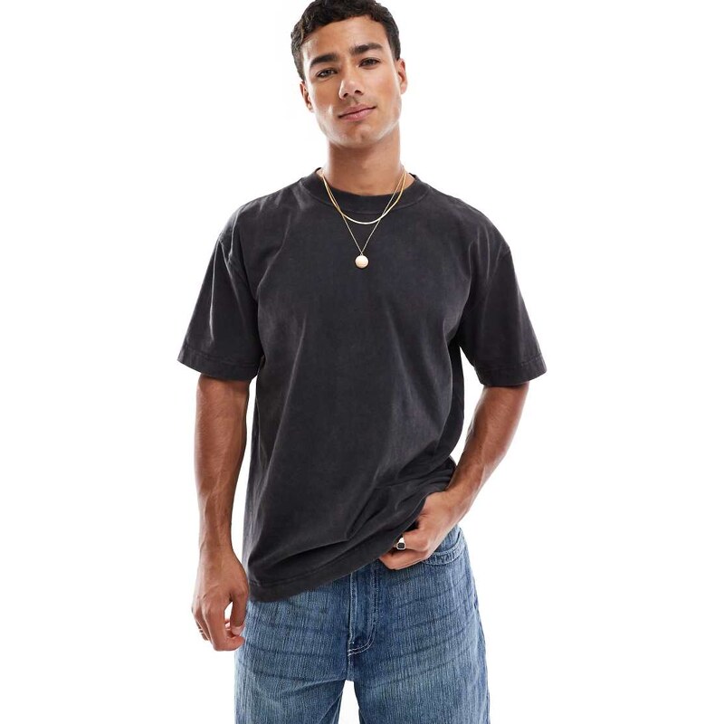 Hollister boxy oversized washed t-shirt in acid black