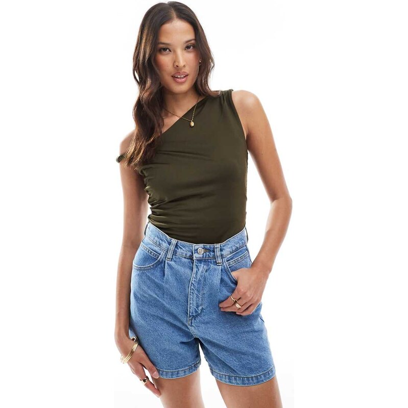 Miss Selfridge denim bermuda shorts in mid wash-Blue 106226051