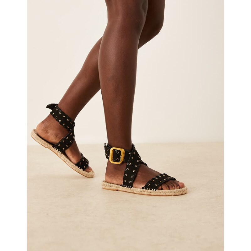 ASOS DESIGN Jazzy whipstitch espadrille sandals in black 113260779