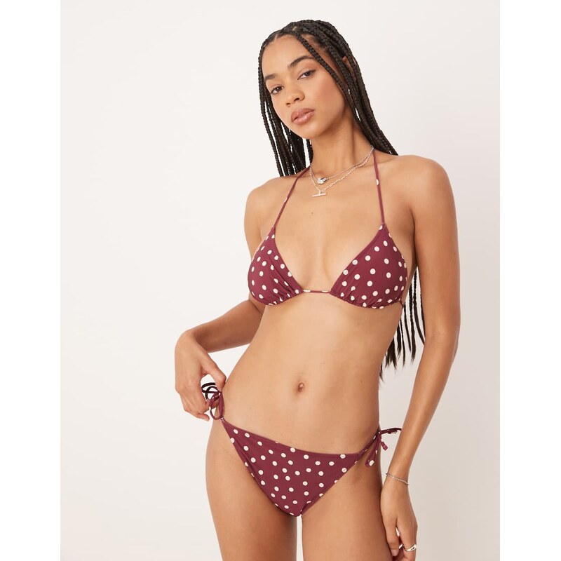 & Other Stories mix and match side tie bikini bottom in burgundy and 106228830