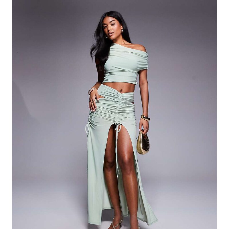 ASOS DESIGN ASOS x THE SOURCED COLLECTION ruched maxi skirt co-ord in 106228862