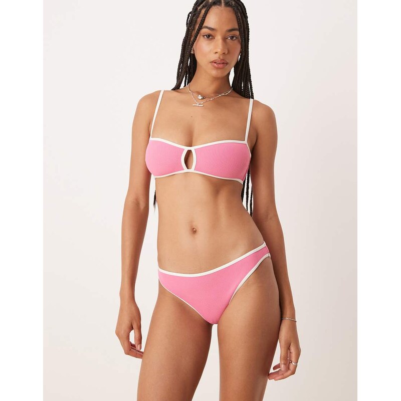 & Other Stories contrast bikini bottoms in pink rib 106228864