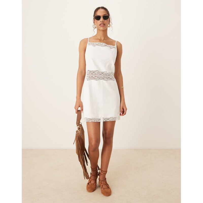 Abercrombie & Fitch spaghetti strap square neck lace trim mini