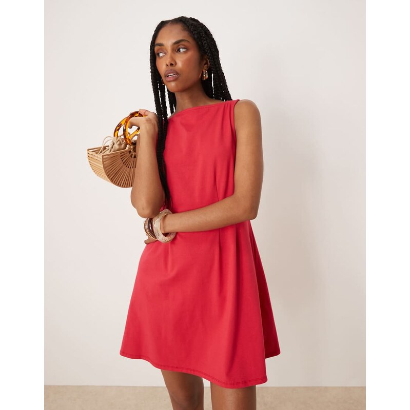 ASOS DESIGN sleeveless seam detail mini dress in red-Pink