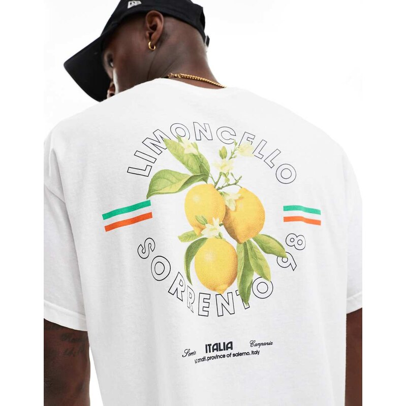 ASOS DESIGN oversized t-shirt with limoncello graphic in white