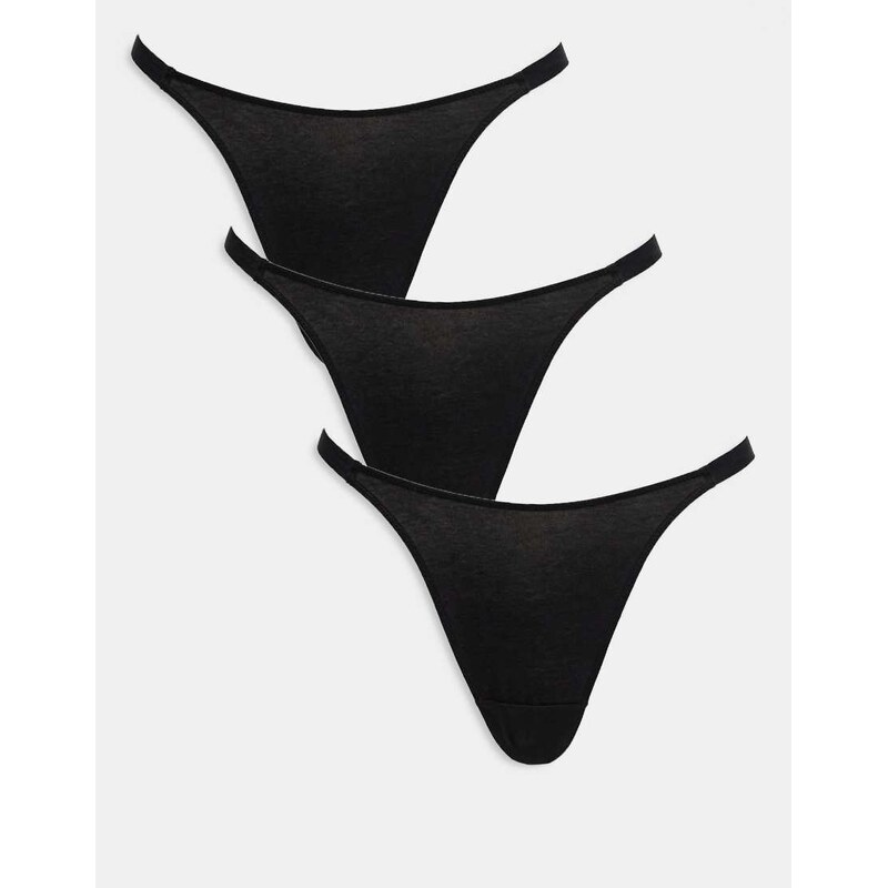 ASOS DESIGN 3 pack cotton tanga thong in black 106233412