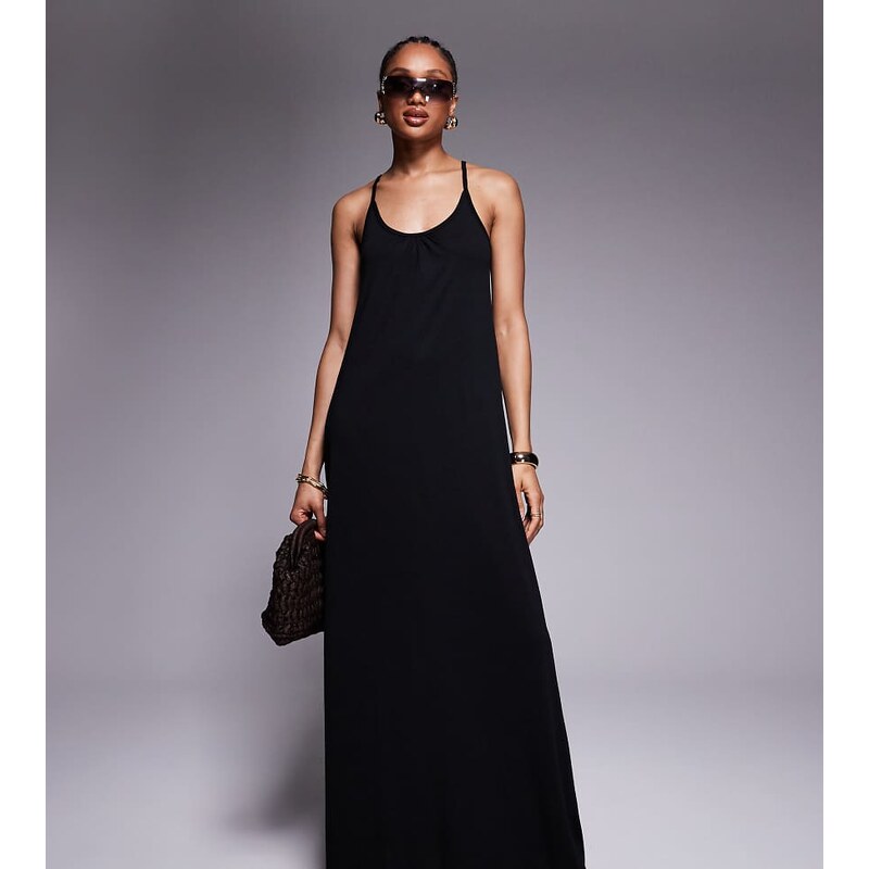 JDY Tall back tie maxi dress in black