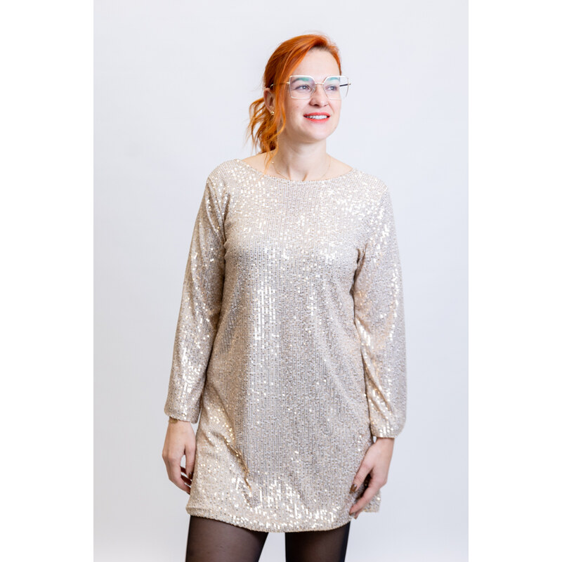 Italy fashion Třpytivé šaty LORI Barva: Krémová, Velikost: UNI: S-L 106237254