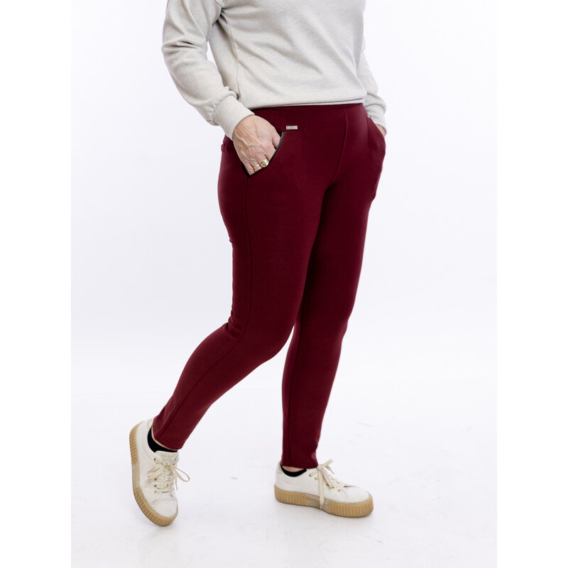 Miss Capri Dámské kalhoty RENY [YM231] Barva: Vínová, Velikost: 40/42 108995360