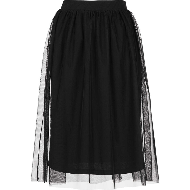 Topshop Black Midi Tulle Skirt
