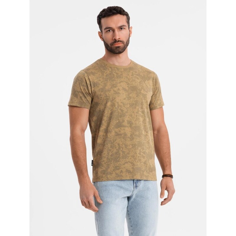 Ombre Clothing Jedinečné olivové bavlněné tričko V3 TSFP-0223