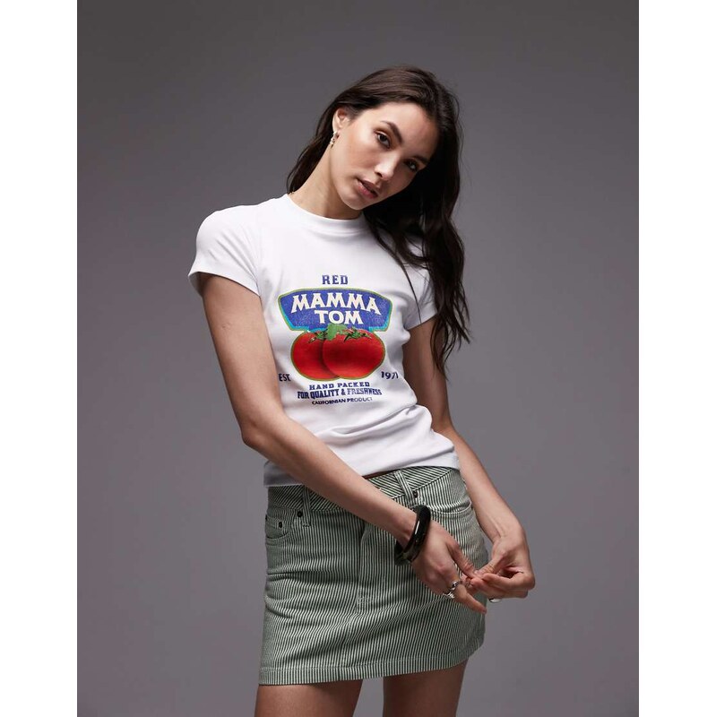 Topshop jersey graphic Momma Tom everyday tee in white