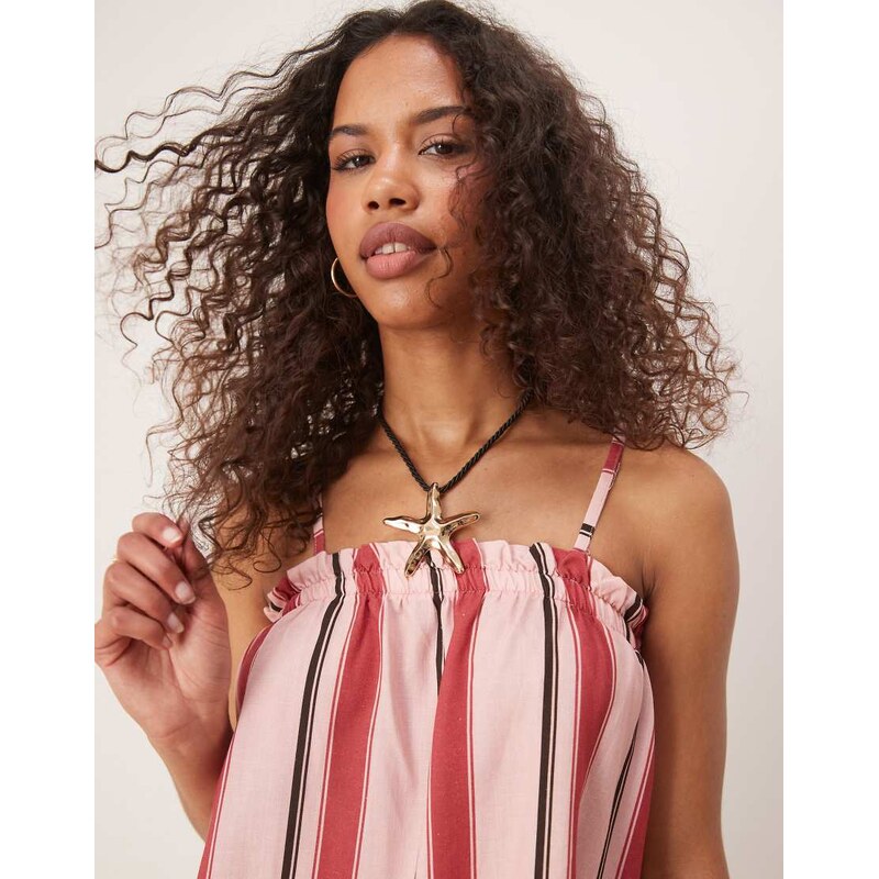 ASOS DESIGN trapeze cami top in pink stripe-Multi
