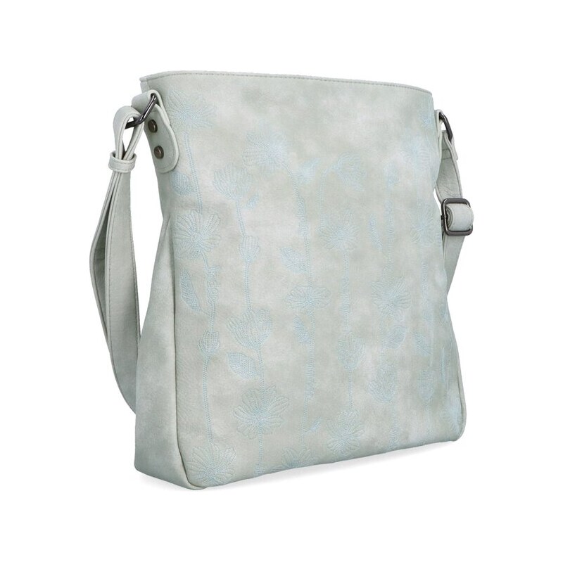 Crossbody kabelka s květinovou výšivkou Famito 6327 S šedá 106240415