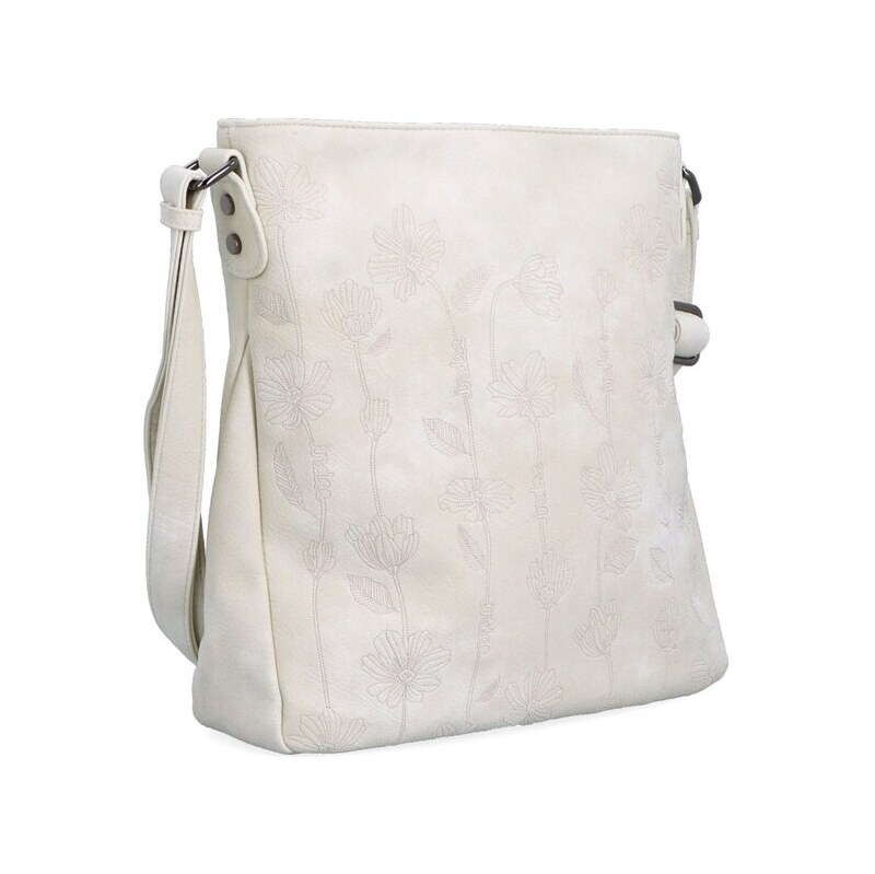 Crossbody kabelka s květinovou výšivkou Famito 6327 K béžová 106240416