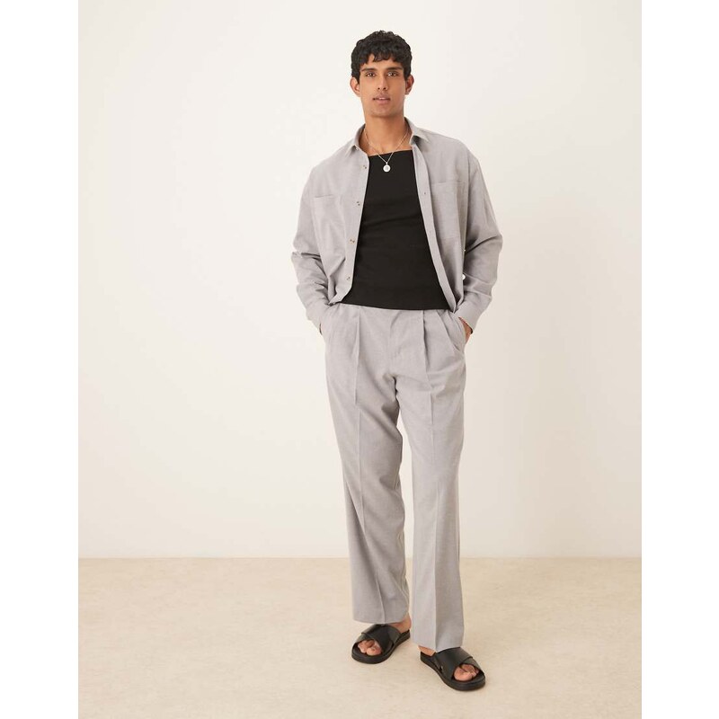 ASOS DESIGN smart co-ord linen look wide leg trousers with