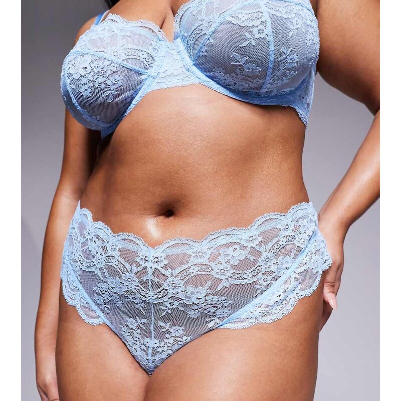ASOS Curve ASOS DESIGN Curve Lola lace thong in baby blue