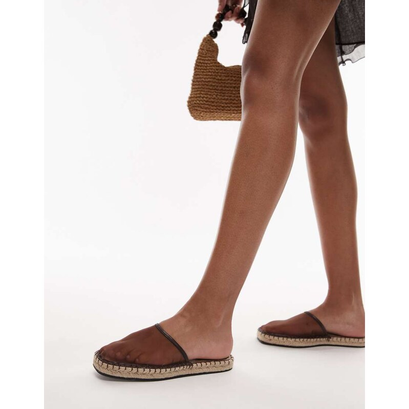 Topshop Harry espadrille mule in chocolate-Brown 106242981