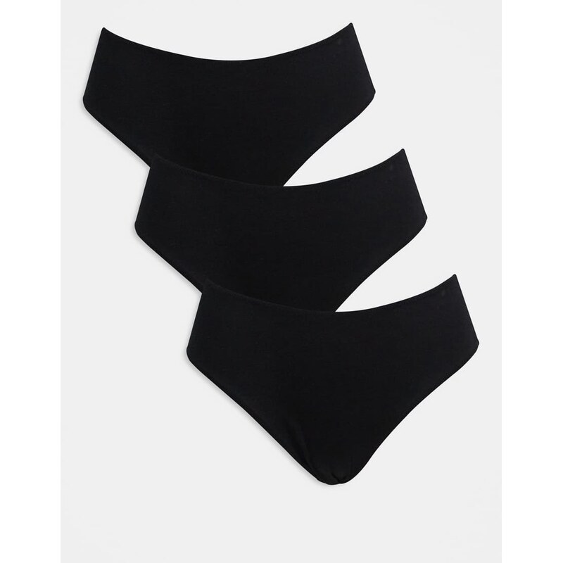 ASOS DESIGN 3 pack cotton mid coverage brazilian brief in black 106553077